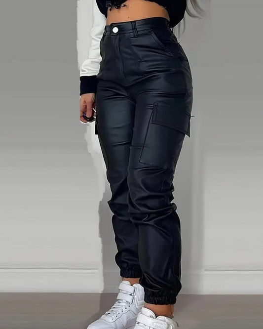 Lisa - Cargo Leather Pants